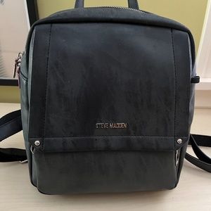 Steve Madden Black Vegan Faux Leather Backpack